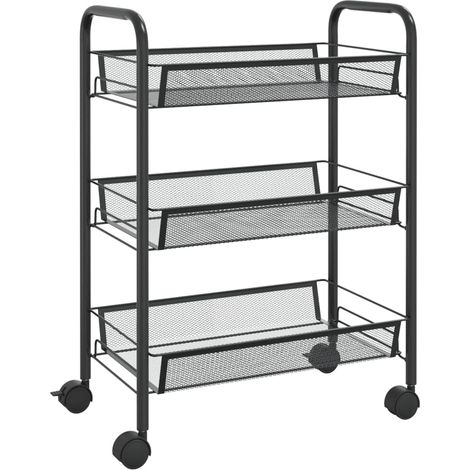 Maison Exclusive - Carrello da Cucina con 3 Ripiani Nero 46x26x64 cm in Ferro