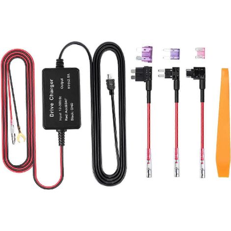 Kit de câblage pour caméra embarquée, adaptateur mini USB haute sécurité 12V-30V vers 5V, compatible avec les caméras de rétroviseur et les GPS. (1/4)