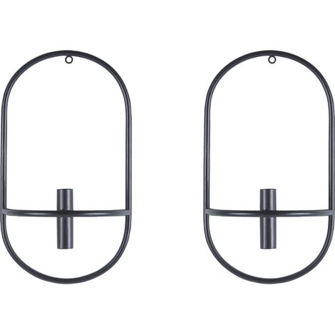 Set of 2 Wall Candle Holders CAVIANA Metal 38 cm Black (1/5)