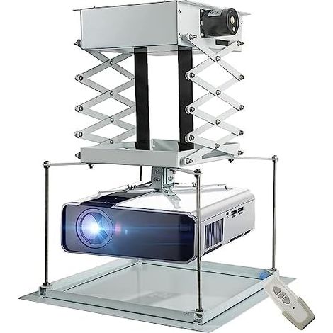 70CM Electric Projector Lift Ceiling Mount Remote Control for Cinema Church Room School Double Motors Maximum Load 20kg (1/5)
