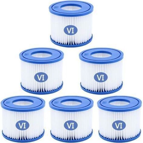 Lot de 6 cartouches filtrantes pour piscines hors-sol, compatibles avec les filtres Bestway, Intex, Lay-Z-Spa (Miami, Monaco, Vegas) et spas gonflables (1/5)