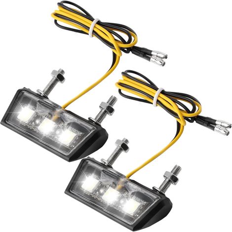 2pcs Eclairage Plaque Moto LED 12V, Universel Éclairage Plaque Immatriculation avec Lumière 3 SMD LED, Étanche License Plate D'immatriculation pour Tous Modèles de Motos y Quads ATV (1/5)