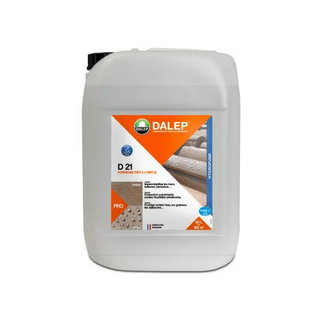 Dalep – Hydrofuge prêt à l'emploi 20L – Imperméabilisant pour matériaux poreux – Application en une seule passe – Protection contre l'humidité et salissures