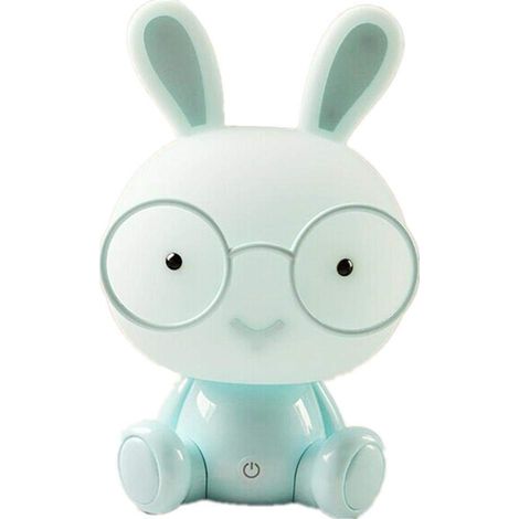 MINKUROW Led Bunny Night Light Tea Light Lampade Per Bambini Protezione Degli Occhi Luce Di Emergenza Decorazione Touch Comodino Camera Da Letto Illuminazione D'atmosfera,Blue (1/5)