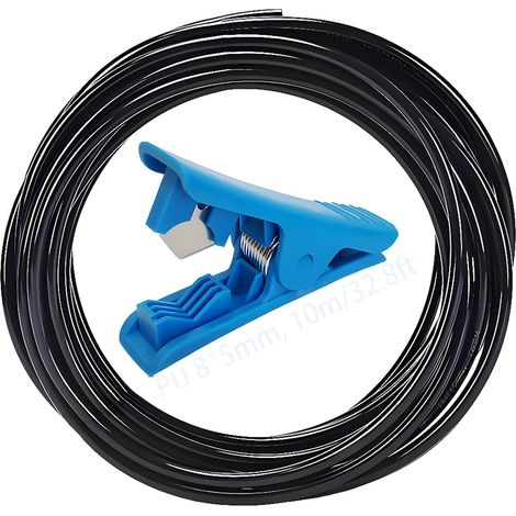 Pneumatic Hose, Polyurethane Hose for Air Compressor with Blue Tube Cutter, 10m Black PU Tube for Gas Transmission (OD 8mm x ID 5mm) (1/5)