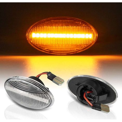KIT 2 INDICATORI DI DIREZIONE LATERALI A LED COMPATIBILE CON BMW Mini R50  R52  R53  , VETRO TRASPARENTE