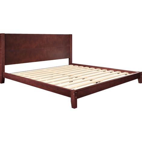 Plattformbett 180 x 200 cm mit Kopfteil und Lattenrost aus Holz und MDF, braun MODENUIT (1/5)