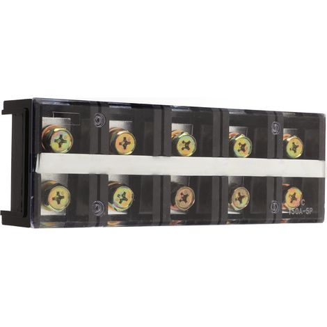 Barrière de câbles 150A 600V, bornier double rangée renforcé avec couvercle transparent pour ponts d'éclairage, 5 positions (2005) (1/5)