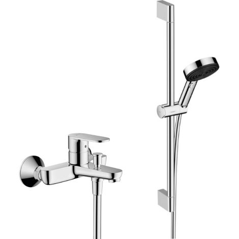 Hansgrohe Vernis Blend Set Monomando baño/ducha + Teleducha XXL 105mm 3 jets, flexo ducha 160cm, barra 65cm, Cromo