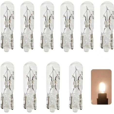 10 Ampoules T5 LED 12V Blanc, Remplacement W1.2W Sans Capuchon, Pour Tableau De Bord Voiture (1/5)