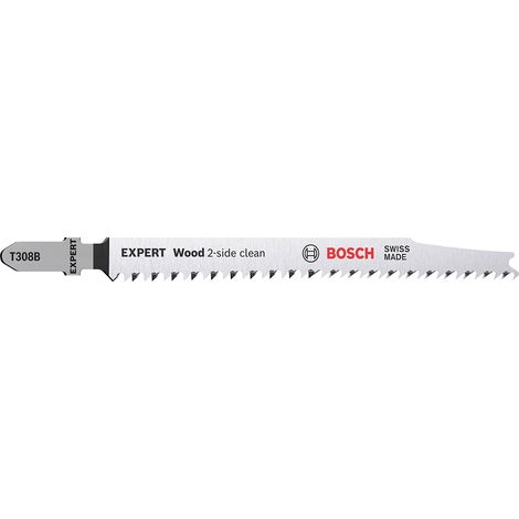 Bosch Professional 25x Lame per seghetto alternativo Expert ‘Wood 2-side clean’ T 308 B (per Compensato, Pannello per mobili in legno massiccio, Lunghezza 117 mm, accessorio Seghetto alternativo) (1/4)