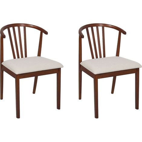 Set di 2 eleganti sedie da pranzo con seduta imbottita in legno scuro beige chiaro Craig