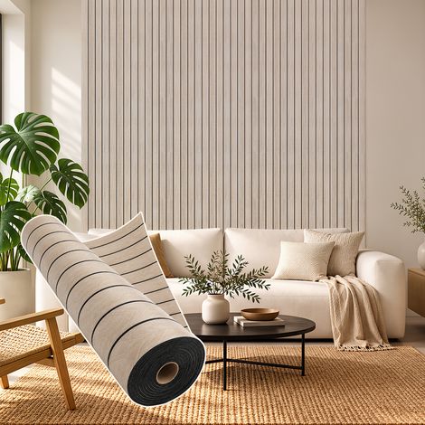 Jiubiaz Pannello murale 3D autoadesivo effetto legno, 60 x 300 cm, rivestimento murale in PVC effetto listelli, Colore teak (1/5)