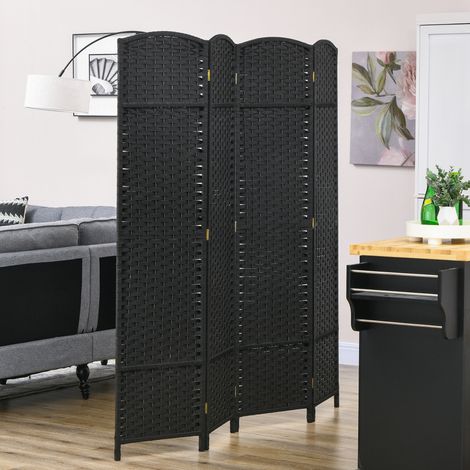 Écran Pliant Panneaux Salon Chambre Bureau Mobilier Intérieur Noir 160x170cm (1/4)