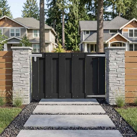 vidaXL Cancello da giardino 100 x 60 cm WPC e Alluminio Nero