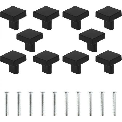 Lot de 10 poignées de porte carrées en alliage de zinc avec vis (1/4)