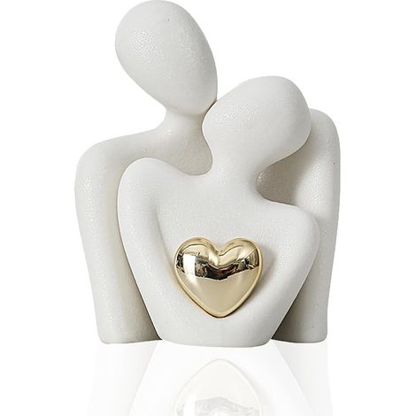 Statuette romantique de couple pour décoration intérieure, sculpture moderne idéale en cadeau d'anniversaire ou mariage. (1/5)