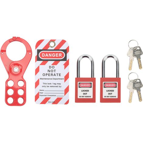 Kit di chiusura con lucchetto di sicurezza, chiavi antimanomissione Loto tag per attrezzature industriali, archetto da 38 mm (1/5)