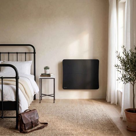 Radiateur électrique connecté 1500W double système de chauffe horizontal Noir Cira