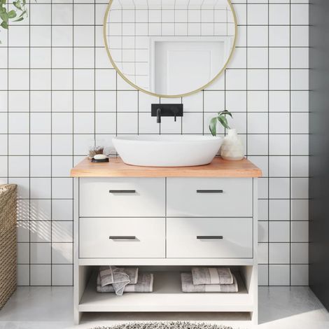 Comptoir de salle de bain marron 100x60x(2-4) cm bois traité