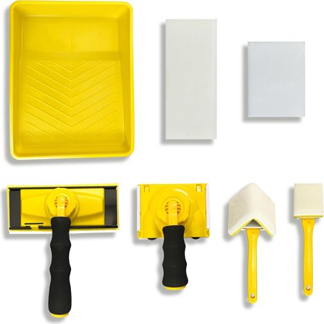Kit d'outils pour bordures de peinture, ensemble de tampons de peinture de 9 pouces, 7 pièces : outil pour bordures de peinture avec bordures, tampon de retouche, tampon pour coins