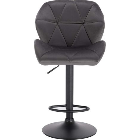 Woltu – Tabouret de bar réglable en hauteur – Dossier ergonomique – Siège en velours moelleux – Pied en métal – Rotatif 360° – Base antidérapante