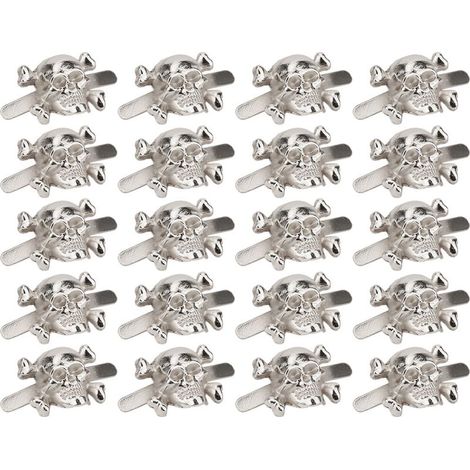 20 pièces rivets punk en forme de crâne pour bracelets, sacs, vêtements et artisanat cuir - Argenté 13x18mm (1/5)