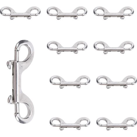 Mousqueton double crochet inox robuste agrafe pour cordes chaînes laisses animaux grange portail 10 pièces 90 mm (1/4)