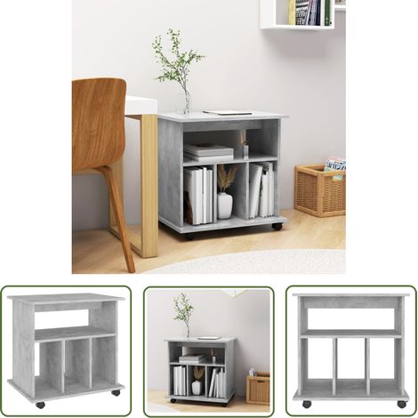 The Living Store Armoire à roulettes Gris béton 60x45x60 cm Bois d’ingénierie - Meuble De Rangement - Armoire Sur Roulette - Armoire Grise - Meuble De Bureau - Mobilier Contemporain (1/5)