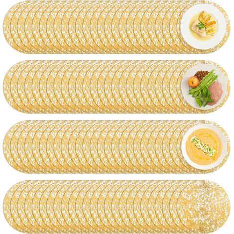 Napperons Individuels Dorés Ronds, 100 Unités pour Table à Manger - Paillassons Ronds de 33 cm Dorés pour Fêtes - pour Événements de Mariages Anniversaires Restaurants Fêtes'Parent'-'-