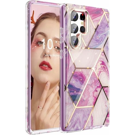 Custodia rigida sottile antiurto per Samsung S23 Ultra Marble Purple