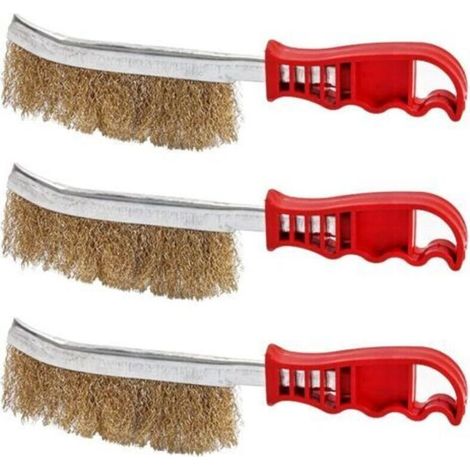 Kit de 3 brosses manuelles en métal (nylon, laiton, acier inoxydable) – Grande brosse combinée en acier inoxydable et laiton pour le nettoyage du bois, le décapage des résidus de soudure et la suppres (1/5)
