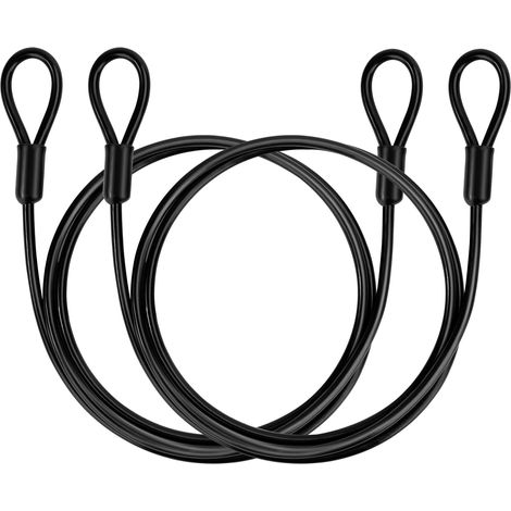 (2 Pieces) Bicycle Anti-Theft Cable, Steel Security Cable with Eyelets, 1m Length, 3mm Thickness with PVC Coating (1/5)