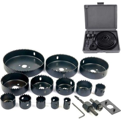 16 Pieces Coffret Scie Cloche Construction De 19-127 Mm Pour Bois Metaux Platre goodnice - (1/4)