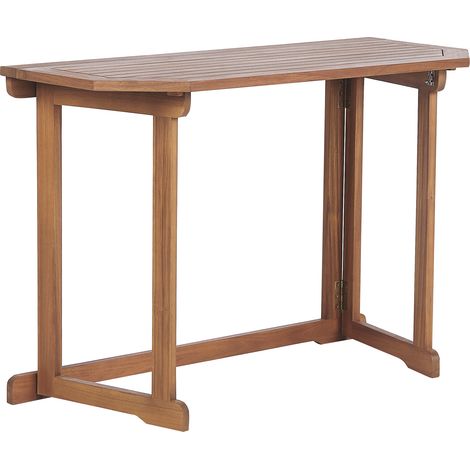 Mesa de balcón de madera de acacia plegable ajustable 110 x 47 cm resistente patio Treia