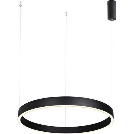 Suspension Luminaire LED D600 59W Direct/Indirect Variable Noir Sablé ZAMBELIS 25365 - Blanc chaud - 3000K