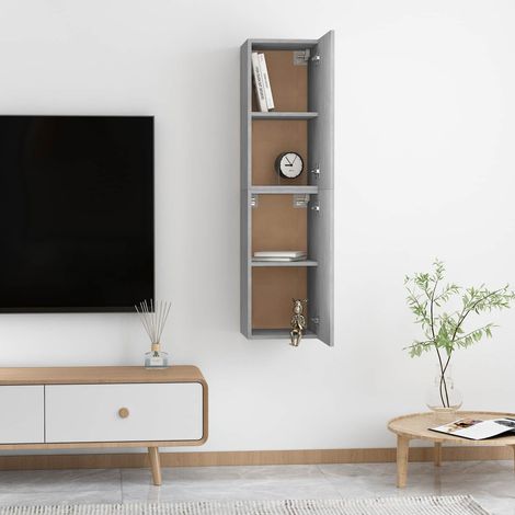 vidaXL Muebles para TV 2 uds contrachapada gris hormigón 30,5x30x60 cm (1/4)
