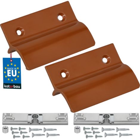 KOTARBAU® Lot de 2 Poignée Porte Fenetre avec Loqueteau - Aluminium - Brique - Poignee de Baie Vitree Coulissante - Poignée de Porte de Terrasse avec Entretoise et Loqueteau (1/4)