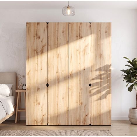Armoire penderie 8 portes 180x50x200 cm MDF chêne, 6 tiroirs, rangement pour chambre – MEUBLIV (1/5)
