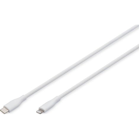 DIGITUS USB 2.0 Cable Tipo C-Lightning Silicon 0.5m MFI blanco (1/4)