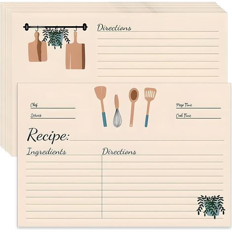 Lot de 50 cartes de recette 15 x 10 cm pour écrire des deux côtés, livre de recettes à écrire à faire soi-même (1/5)