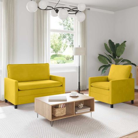 vidaXL Sofa Set 2 pcs Gelb Samt (1/5)
