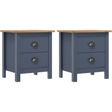 vidaXL Comodini Hill Grigi 2 pz 46x35x49,5 cm in Legno di Pino