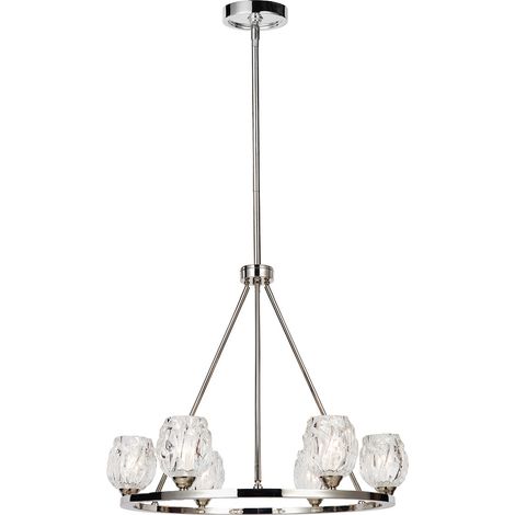 Elstead Rubin - Lampadario a 6 luci multibraccio finitura nichel lucido, G9