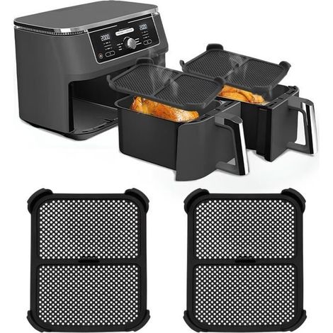 2 Pcs Air Fryer Anti Eclaboussure Accessoires pour Ninja AF400EU & AF451EU, Réutilisable Silicone, Prévient Eclaboussures Graisse (1/4)