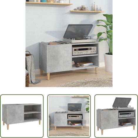 Meuble vinyle -  Armoire à disques gris béton 84,5x38x48 cm bois d'ingénierie (1/5)