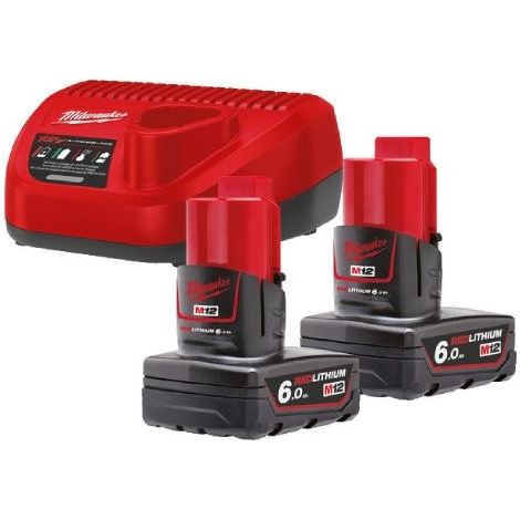 Energy Kit 2 Batterie M12 6Ah e Caricabatterie C12 C Milwaukee M12NRG-602 in Cartone