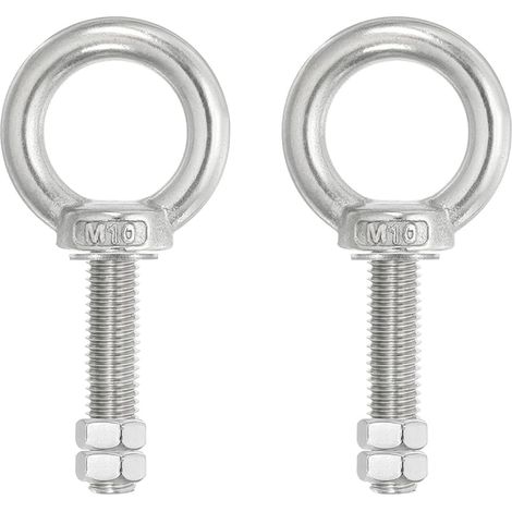 Boulon À Œil M10x50 - 2 Pièces - Acier Inoxydable 304 - Levage Suspendu - Industrie Extérieur - Argent (1/5)