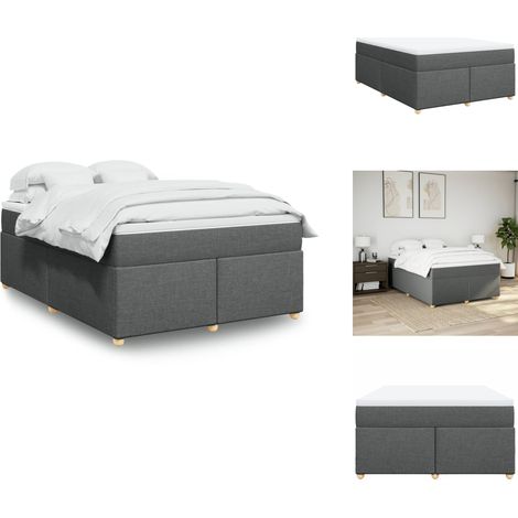 Sommier à lattes de lit avec matelas Gris foncé 140x190cm Tissu - Sommier À Lattes De Lit - Sommiers À Lattes De Lit - Lit - Meuble De Chambre À Coucher (1/5)