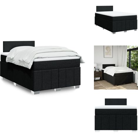 Sommier à lattes de lit avec matelas noir 120x190 cm tissu - Sommier À Lattes De Lit - Sommiers À Lattes De Lit - Lit - Meuble De Chambre À Coucher (1/5)